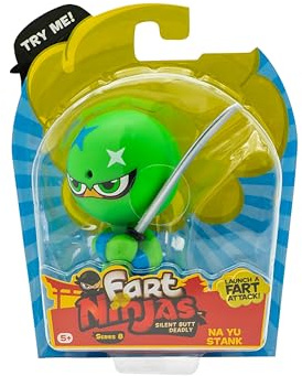 Fart Ninja |8 Figuras Coleccionables | Green Stars: Na Yu Stank Serie 8 | 10 Sonidos de Pedos Realistas Activados por Movimiento | Regalos y Juguetes para Niños de 5+ Años