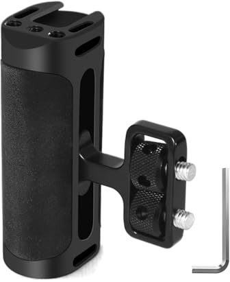 Auf und Ab Verstellbarer linker rechter Griff Handgriff, Mini Seitengriff Handgriff mit Cold Shoe Schnittstelle und 1/4 -20 Schraubhalter für DSLR/Digitalkamera Käfig