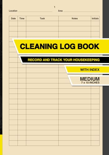 Cleaning Log Book: Record and Track your Housekeeping | With Index | Medium