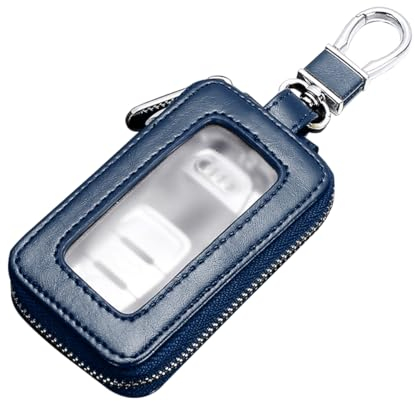 JNNJ Auto-Schlüsselanhänger Schlüsseletui, Autoschlüssel Brieftasche Mit Schlüsselanhänger Haken, Schlüsselhalter Tasche Schlüsselring Brieftasche Zipper(Blau)