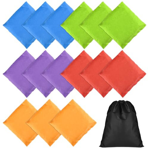 PLULON 35er-Pack Sitzsäcke zum Werfen, kleine Cornhole-Sitzsäcke 3,94 x 3,94 Zoll bunte Sitzsäcke zum Werfen für Cornhole-Spiele Outdoor-Hof-Karneval, Handwurf-Spiele das Klassenzimmer mit Tragetasche