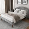 KeepGoon Polsterbett 140x200,Doppelbett mit Lattenrost und Kopfteil,Jugendbett,flaches Bett,bettrahmen,für Erwachsene & Jugendliche,Samt,familienbett (Grau)