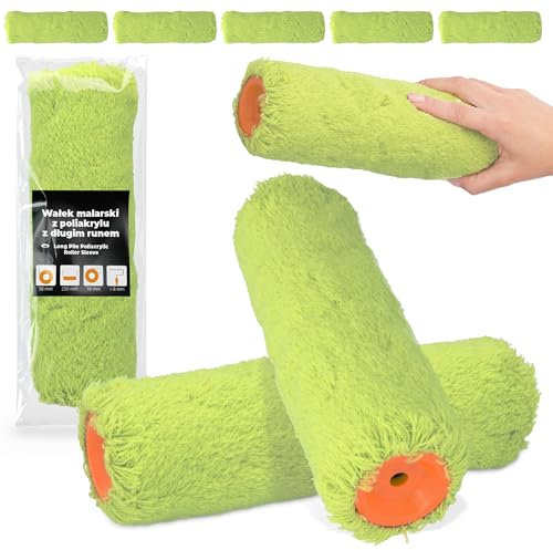 5x Rouleau de Peinture 25 cm Rechange Rouleau Polyacrylique Longs Poils Peindre Vernis Meubles Murs Rénovation Accessoires Robuste Robuste Intérieur et Extérieur