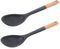 IMIKEYA Lot de 2 Grandes Cuillères de Cuisine en Silicone avec Manche en Bois Antiadhésif pour Remuer Arroser Mélanger
