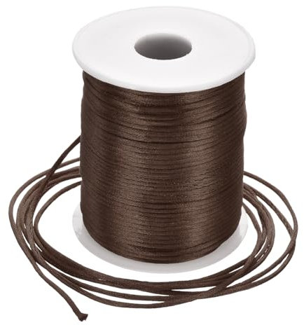 Rebower Nylon Satin Cord 2mm, 100m Nylon String for Bracelet Braided Thread [for Jewelry Making Necklace Chinese Knot Craft] - Coffee
