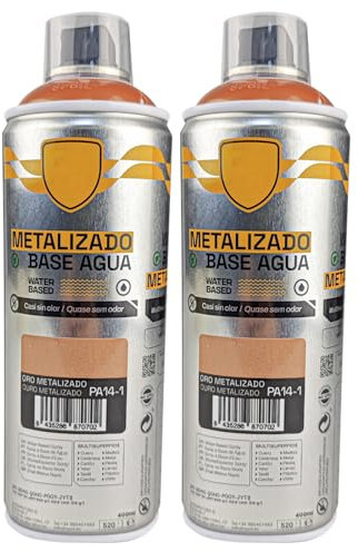 various - Pintura Spray Base Agua 400ml,Ecológica y Sin Olor,Para Muebles,Metal,Plástico y Madera,Colores Duraderos,Cobertura Uniforme - Oro Metalizado,2 unidad