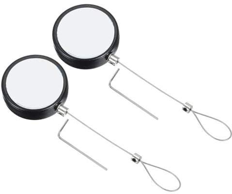 PATIKIL 1.5m / 4.9Ft Retractable Remote Control Tether, 2 Pcs Round Security Remote Cable Lock Adjustable Cable Leash Length for TV Remote Control Gaming Controller, Black