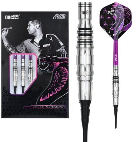 ONE80 Soft Dart Jelle Klaasen The Cobra V2 VHD 90% Tungsten – Perfekte Balance & Grip für Softdart-Spieler Dartpfeile Set mit Schäften und Flights Hochwertige Tungsten Softdarts (20 Gramm)