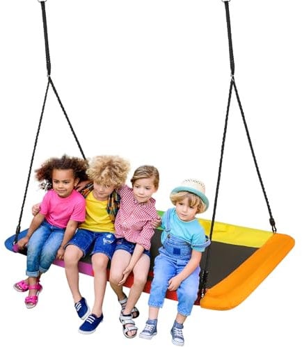 Nestschaukel,Rechteckige Schaukel,Höhenverstellbare Schaukel bis zu 300kg,Hängeschaukel Familienschaukel für drinnen & draußen