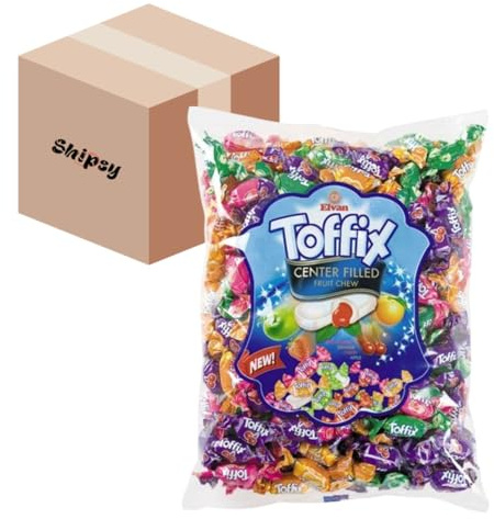 Elevan Toffix Fruchtbonbons gefüllt mit 100% Fruchtsaft 1kg Shipsy Box