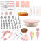 Backzubehör, Torten Zubehör, Kuchen Zubehör, Torten Set, Cake Stand Torten Zubehör Set, Spritztüllen Set, Backset für Anfänger und Profis - Tortenplatte Drehbar, Drehteller Torte & Backen (Rosa)