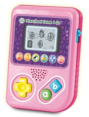 Leapfrog Preschool Game & Go Pink, English | Six personalised games teach letters, counting and shapes, with songs and an interactive character. Ages 2+