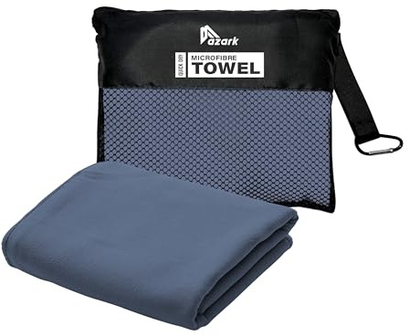 azark Microfibre Towel – Quick Dry, Lightweight & Super Absorbent – Gym, Travel, Yoga, Camping & Beach – Soft & Durable – Multiple Sizes (Navy, XX Large)