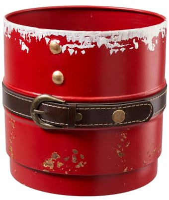 Klocke Dekorationsbedarf Metall Übertopf im Vintage Santa Look - Deko - Weihnachten (1 Stück - Ø 19 cm - Höhe: 19 cm)