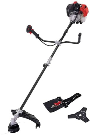 Benzin-Freischneider BCH42E Rasentrimmer & Motorsense inkl. 2Ah Akku + 2,4A Ladegerät | Schnittdurchmesser 420 / 255mm | Fadenstärke 2 x 2,4 mm | Schneideblattstärke 1,4 mm | E-Start