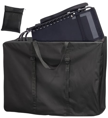1 PC Large Outdoor Folding Chair Storage Bag, 600D 110x74x28 CM, Black | with Zip and Adjustable Straps, Waterproof, Portable Folding Sun Lounge Chair Carrying Bag, Zero Gravity Chair Cover