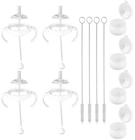 Fukaisu 4pcs Ensemble Convertisseur Gobelet à Paille Biberons pour Avent, Comprenant des Accessoires Paille Lestée une Tétine Poignée une Brosse de Nettoyage et Boîte Rangement