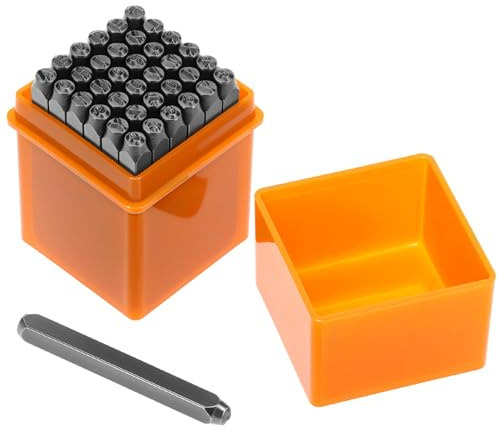 QWORK® 37 Stück Schlagzahlen Buchstaben Set, 3mm Stahlstempel A-Z, 0-9, Schlagbuchstaben, für Metall, Holz und Leder