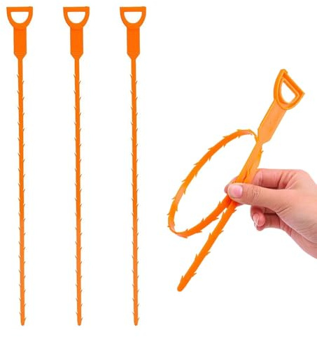 3 Pack 25 Inch Drain Snake,Hair Clog Remover Sink Unblocker Snake,Reusable Shower Drain Unblocker Tool,Shower,Kitchen,Sink,Bathroom