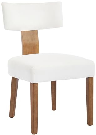 Chummaven Modern Esszimmerstühle 1er-Set Mid-Century, Ergonomische Leinenstühle mit Polsterung Massivholzbeinen, Akzentstühle für Esszimmer, Küche, Wohnzimmer und Schminktisch, Creme