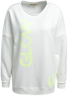 Smith & Soul Damen Oversized Sweatshirt mit Label Print Neon Yellow, XXL
