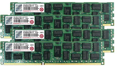 Transcend JetMemory DDR3 RAM Kit 32 GB (4x 8 GB, 1333MHz, CL9) for Apple Mac Pro