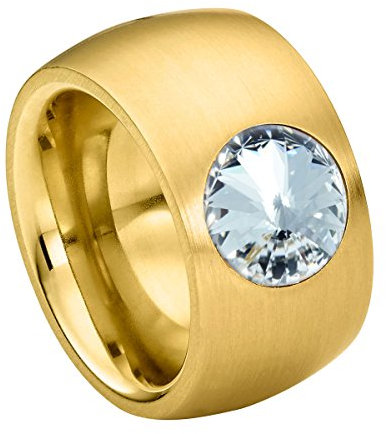 Heideman Damen-Ring Coma 14 gold Gr.52 kristalle crystal 10 mm Goldring Ring goldig mit Stein Zirkonia Edelstein Edelstahl Größe 52 (16.6) hr9100-7-1-52