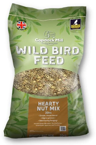 Copdock Mill Peanuts & Sunflower Hearts Bird Food 20kg - Hearty Nut Mix Bird Seed Blend with Sunflower Hearts and Peanuts for Wild Birds - High in Protein - Suitable for All Wild Bird Species