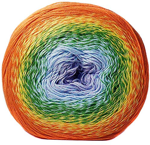 YarnArt Flowers Mehrfarbiges Baumwollgarn, Regenbogen-Häkelgarn, Frühling, Sommer, Farbauswahl, Handstricken (255, 1 Kuchen)