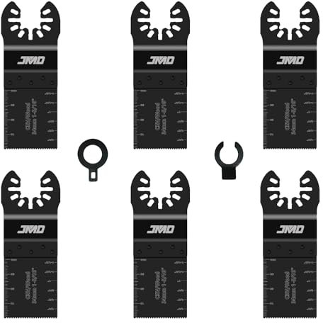 JMD 6-Pack 34mm CrV Multi Tool Blades for Wood, Multitool Saw Blades for Wood Plastic Cutting with Quick Release Shank