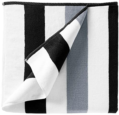 Laguna Beach Textile Co. Strandtuch, gestreift, Schwarz / Grau