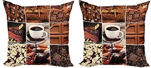 ABAKUHAUS Braun Dekokissen Kissenbezug 2er Pack, Kaffee-Schokoladen Kakao, Modern Accent Doppelseitiger Digitaldruck, 40x40, Braun