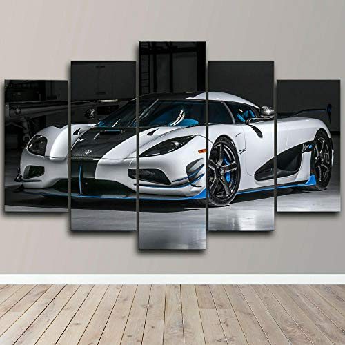 Myrdsio Kunstdrucke Gemälde 5 Teilig Leinwand Drucke,Wand Für Zuhause Malerei Wohnzimmer Wohnung Deko Modulare Bilder Koenigsegg Hot Wheels R. Hd Gedruckt Poster,Mit Rahmen