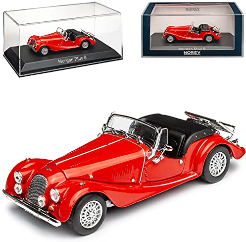 Norev Morgan Plus Eight 8 1980 Cabrio Rot 1/43 Modell Auto mit individiuellem Wunschkennzeichen