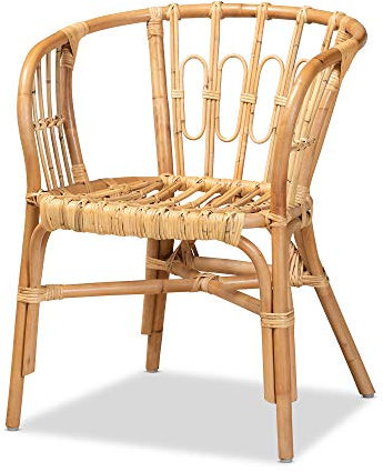 bali & pari Luxio Moderner und zeitgenössischer Esszimmerstuhl aus natürlichem Rattan