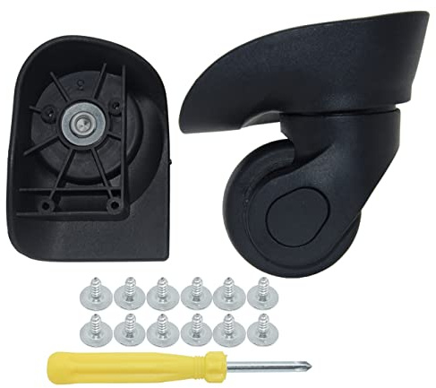 fengshuiluck GH8 Ersatzrollen für Gepäck, Reisekoffer, Handgepäck, Spinner-Räder, Ersatz für linke und rechte Lenkrolle mit Schrauben und Werkzeug, Schwarz