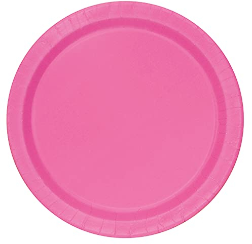 Unique 31250EU Eco-Friendly Paper Plates-23 cm-Hot Pink Colour-16 Count (Pack of 1), Pack of 16