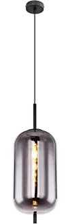 LED Pendelleuchte mit Rauchglas Lampenschirm Ø22cm, schwarz matt