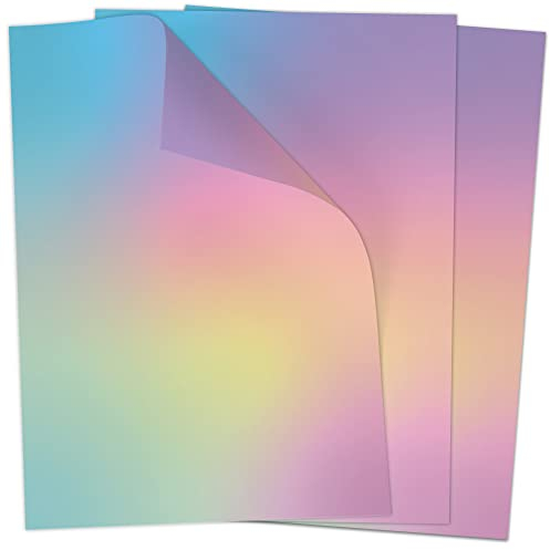 50 Blatt Briefpapier (A4) | Heller Regenbogen Verlauf | Motivpapier | edles Design Papier | beidseitig bedruckt | Bastelpapier | 90 g/m²