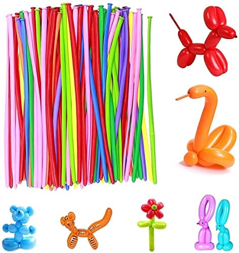 100 Stück Magic Modellierballons Luftballons, Modellierung Ballons Kit,Tierballons Mehrfarbenballons,Luftballon Bunt Deko für Hochzeit Geburtstage Partys