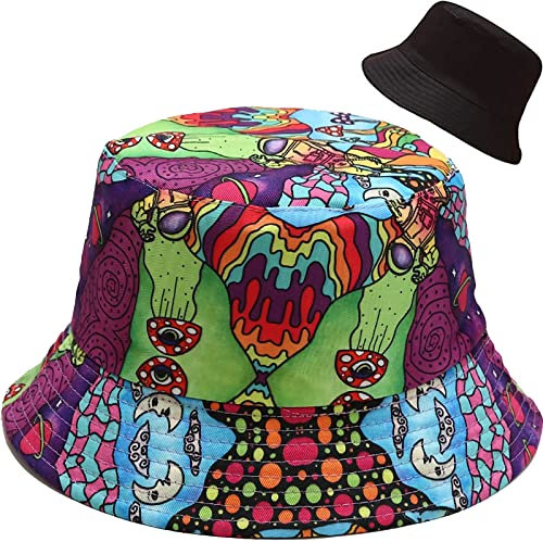 XYIYI Psychedelischer Pilz Reversibel Fischerhüte Anglerhut Sonnenhut Für Damen Mädchen