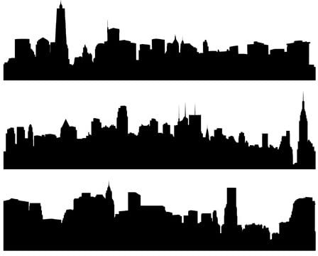 adrium Acryl-Bild 120 x 100 cm: City Skylines Silhouette auf weißem Hintergrund (16438180)