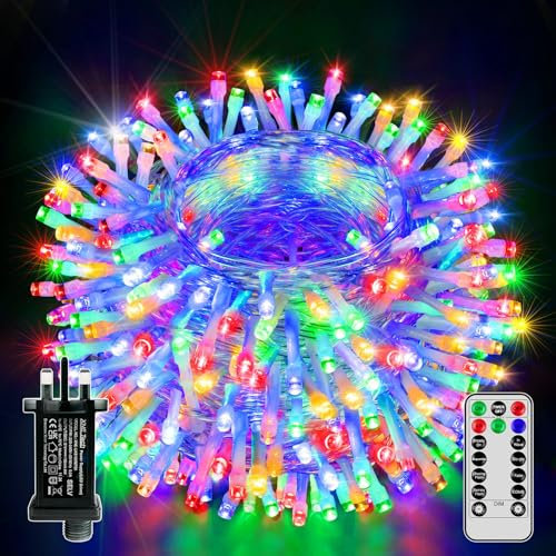 Ollny 30m 300 LED Fairy Lights Mains Powered, Outdoor Waterproof String Light with Remote/Plug/Modes/Timer, Bright Multicolour Lighting Outside Indoor Garden Tree Party Wedding Decorations