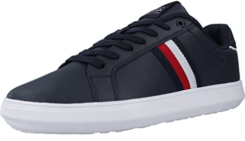 Tommy Hilfiger Herren Cupsole Sneaker Corporate Leather Cup Stripes Schuhe, Weiß (White), 41 EU