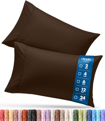 Utopia Bedding Queen Pillow Cases - Pack of 12 - Envelope Closure - Soft Brushed Microfiber Fabric - Shrinkage and Fade Resistant Pillow Covers Queen Size 20 X 30 Inches (Brown)