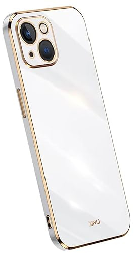 Topme Silikonhülle für iPhone 14 (6.1 Inches), [handyhülle im Goldrand-Stil] - Weiß