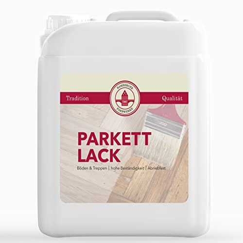 Bamberger Farbwerke Profi Parkettlack Treppenlack Klarlack Fußbodenlack (Matt / Glänzend) (Seidenmatt, 5L)