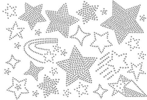 ORIGACH 31 Stück Stern Kristall Strass Patches zum Aufbügeln, Bling-Aufkleber, Selbstklebende Applikationen, Glitzer Patches für Kleidung, Jeans, Taschen, Reparatur, Dekoration, Basteln