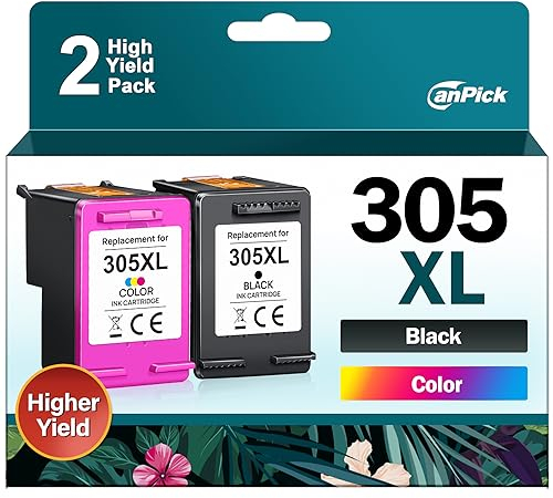 CanPick 305 XL Druckerpatronen Schwarz und Farbe Ersatz für HP 305 Druckerpatronen 305XL für HP Deskjet 2720e 2700 4120e 2720 2710e 2710 Plus 4120 4110 Envy 6020e 6400 6420e 6020 6032e 6400e,2-Pack