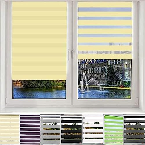 Portable Blackout Blind 60x340cm 100 Sichtschutz Sonnenschutz Klemmfix Rollo Seitenzugrollo Klemmrollo inkl. Montagematerial, für Fenster & Tür, Beige